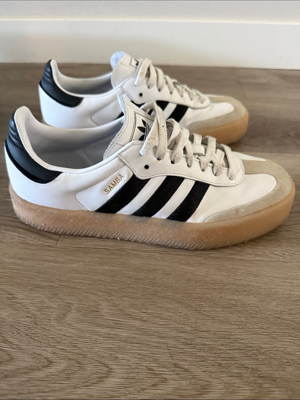 adidas Women’s Sambae Sneakers - White/Black/Gum - Picture 4 of 9